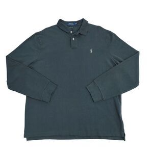 Polo Ralph Lauren Custom Slim Fit Long Sleeve Polo Shirt Dark Grey XL